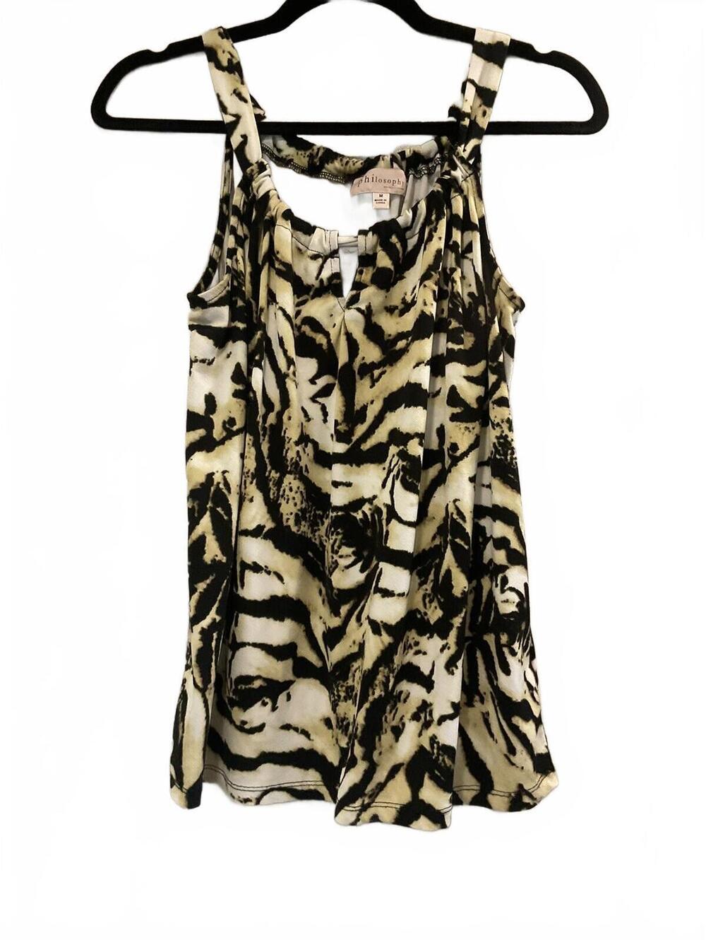 Philosophy Republic Womens Sleeveless Abstract Animal Print Blouse Size M